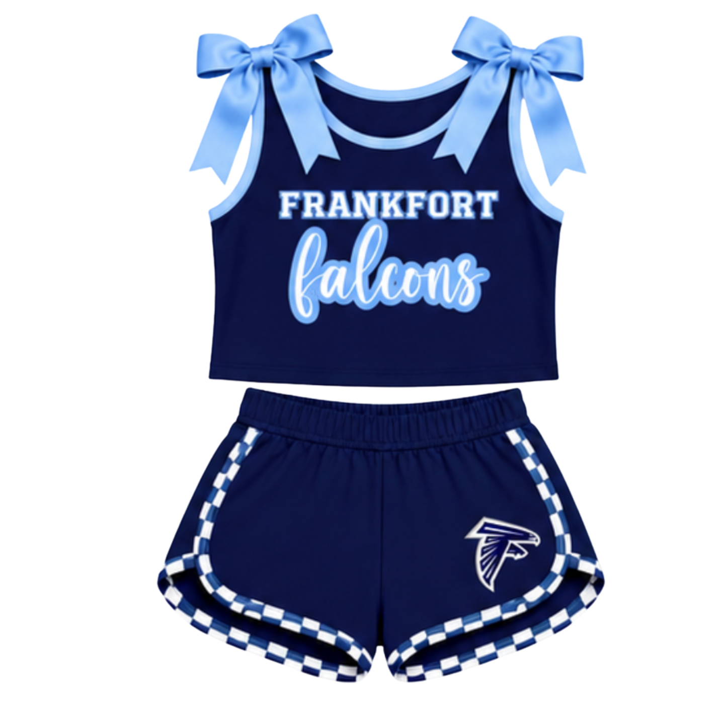 Frankfort Falcons Navy Checker Bow Tie Tank Set