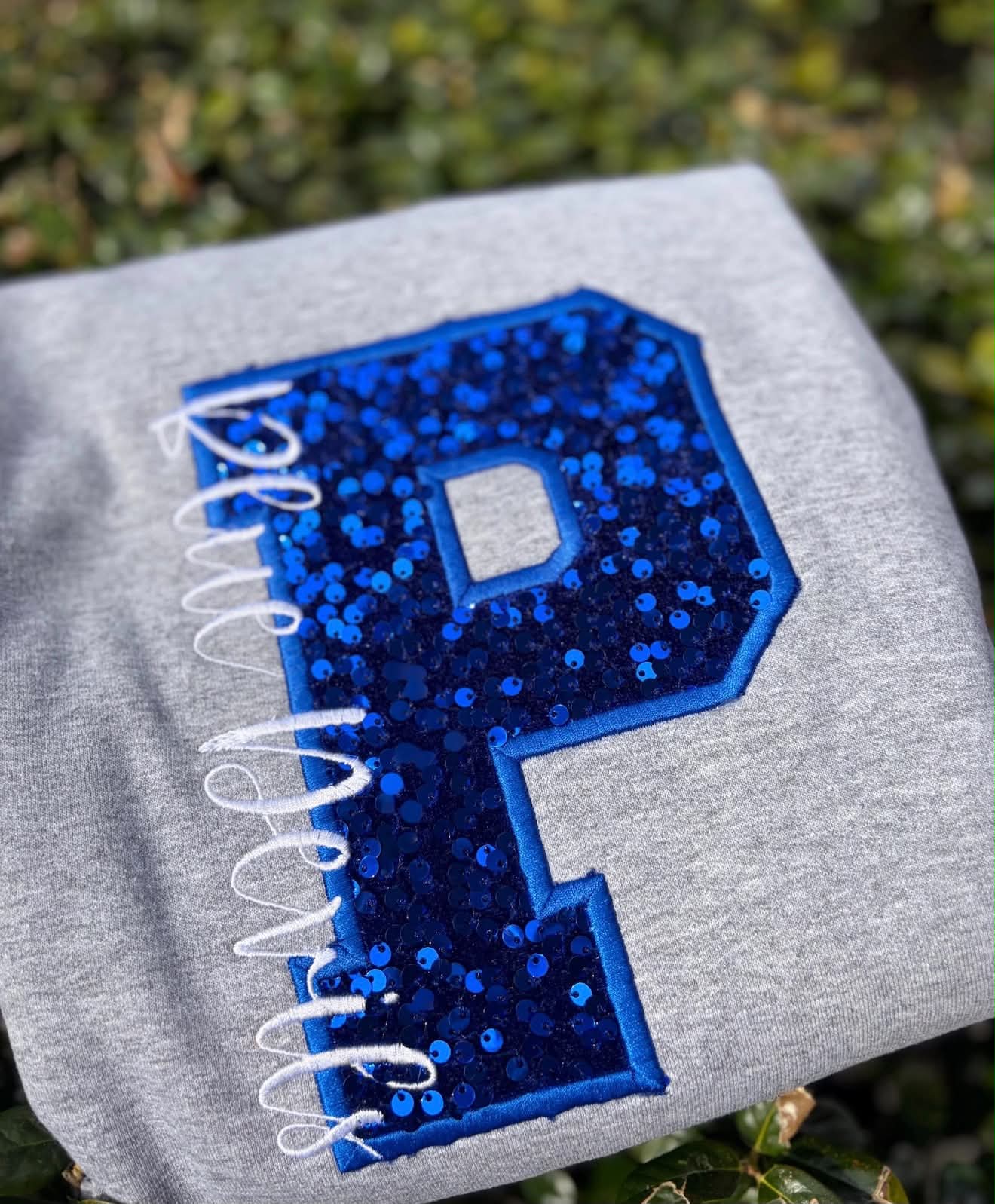 Sequin Varsity Letter Crewneck