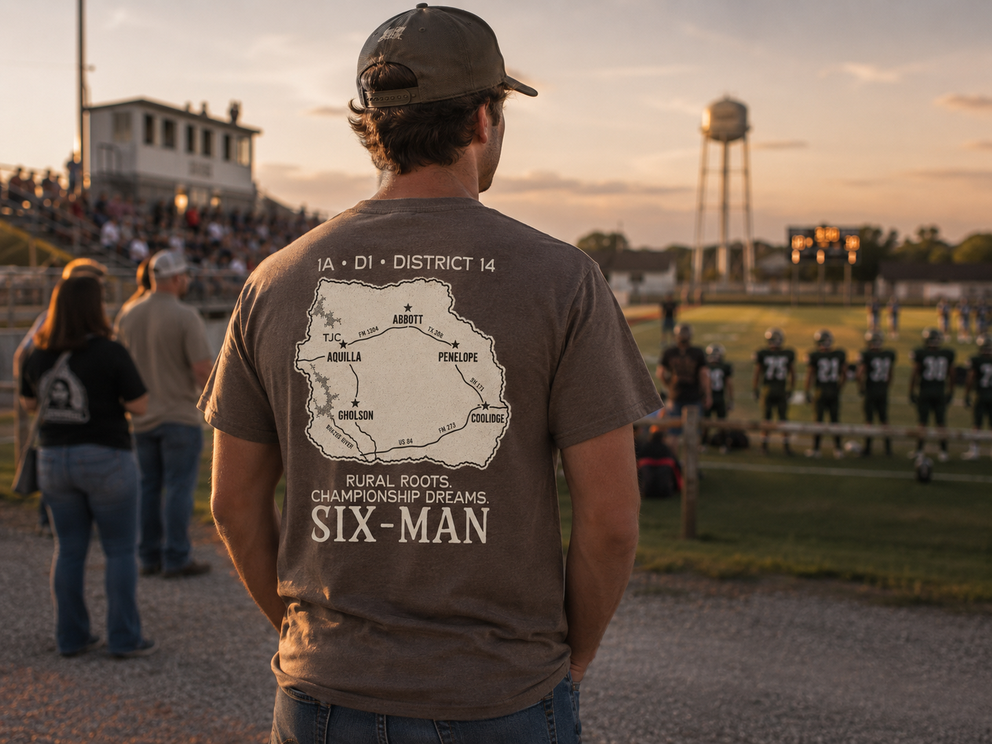 District 14. Rural Roots. Championship Dreams. Six-Man Football Tee