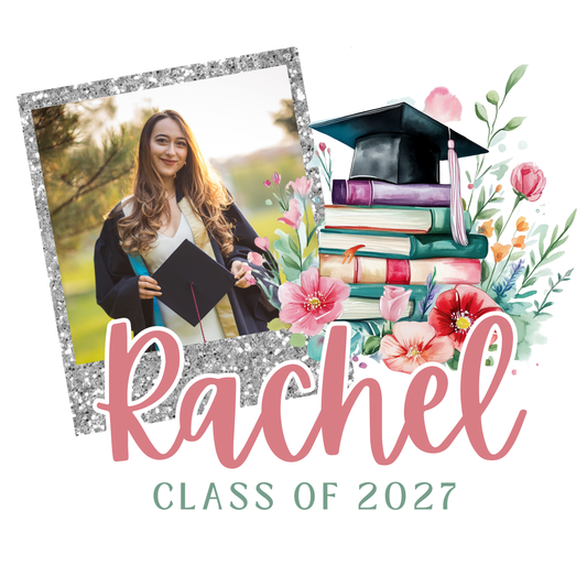 Floral Faux Glitter Graduation