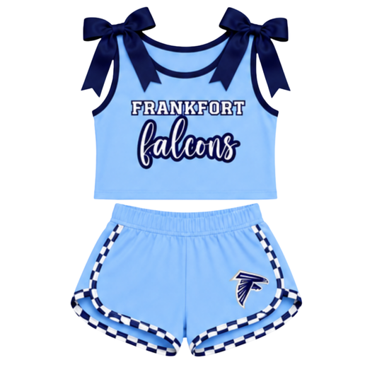 Frankfort Falcons Carolina Blue Checker Bow Tie Tank Set