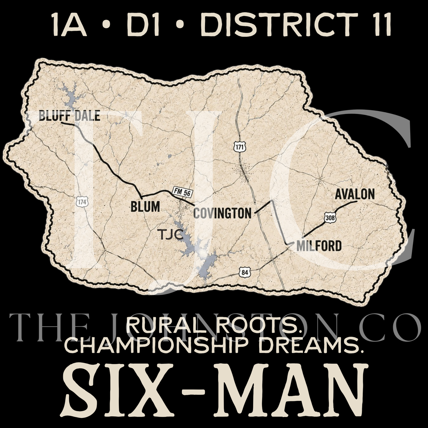 District 11. Rural Roots. Championship Dreams. Six-Man Football Performance Tee