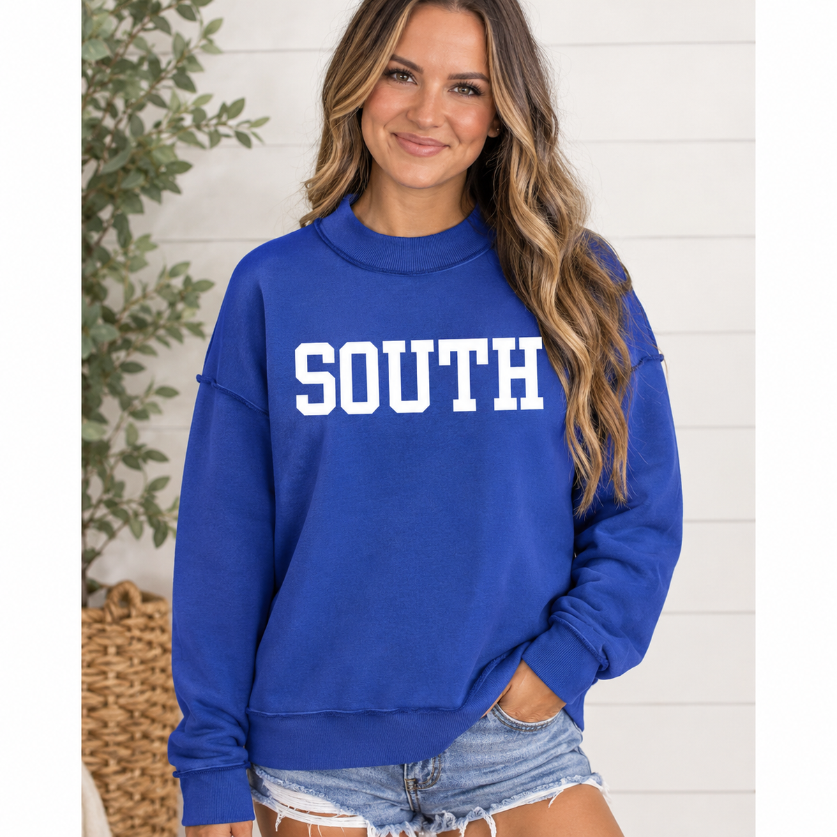 Royal Blue Mock Neck Crewneck
