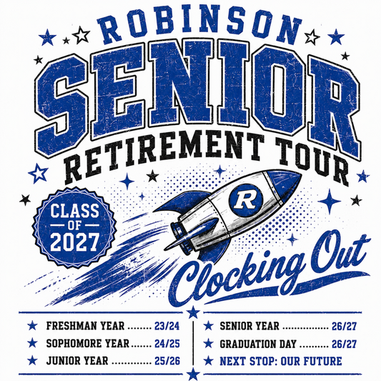 Robinson Rockets Senior Retirement Tour Class of 2027 Tee