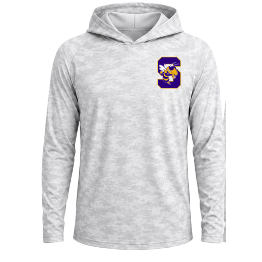 Sabinal White Camo Hooded Performance Tee